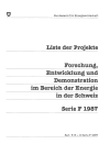 Liste der Projekte 1986/1987: Forschung, Entwicklung und Demonstration im Bereich der Energie in der Schweiz