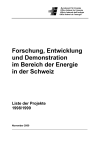Recherche, développement et démonstration dans le domaine de l’énergie en Suisse. Liste des projets 1998/1999